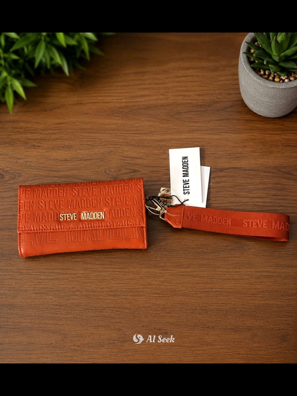 Steve Madden Orange Embossed Wristlet Wallet